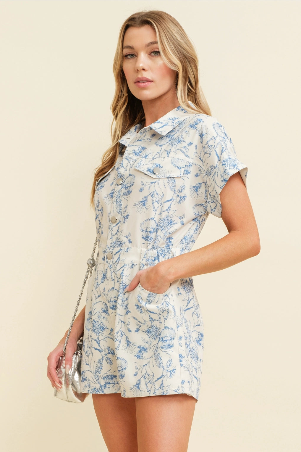 50% Off - Coastal Girlie Blue Floral Romper