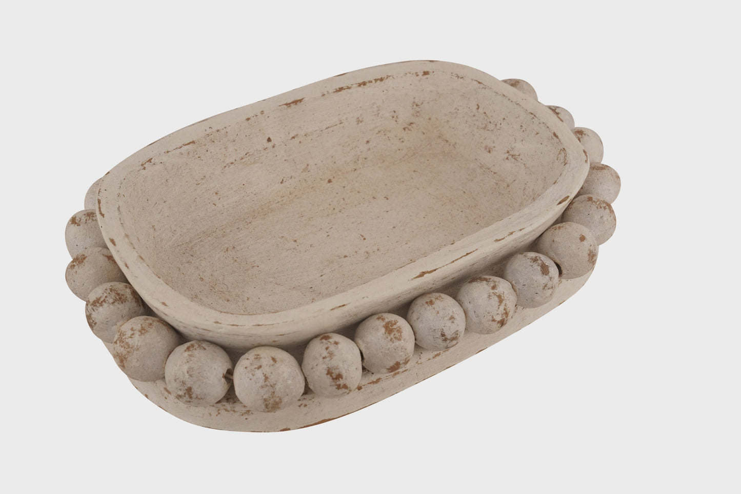 Clay Rectangular Beaded Bowl