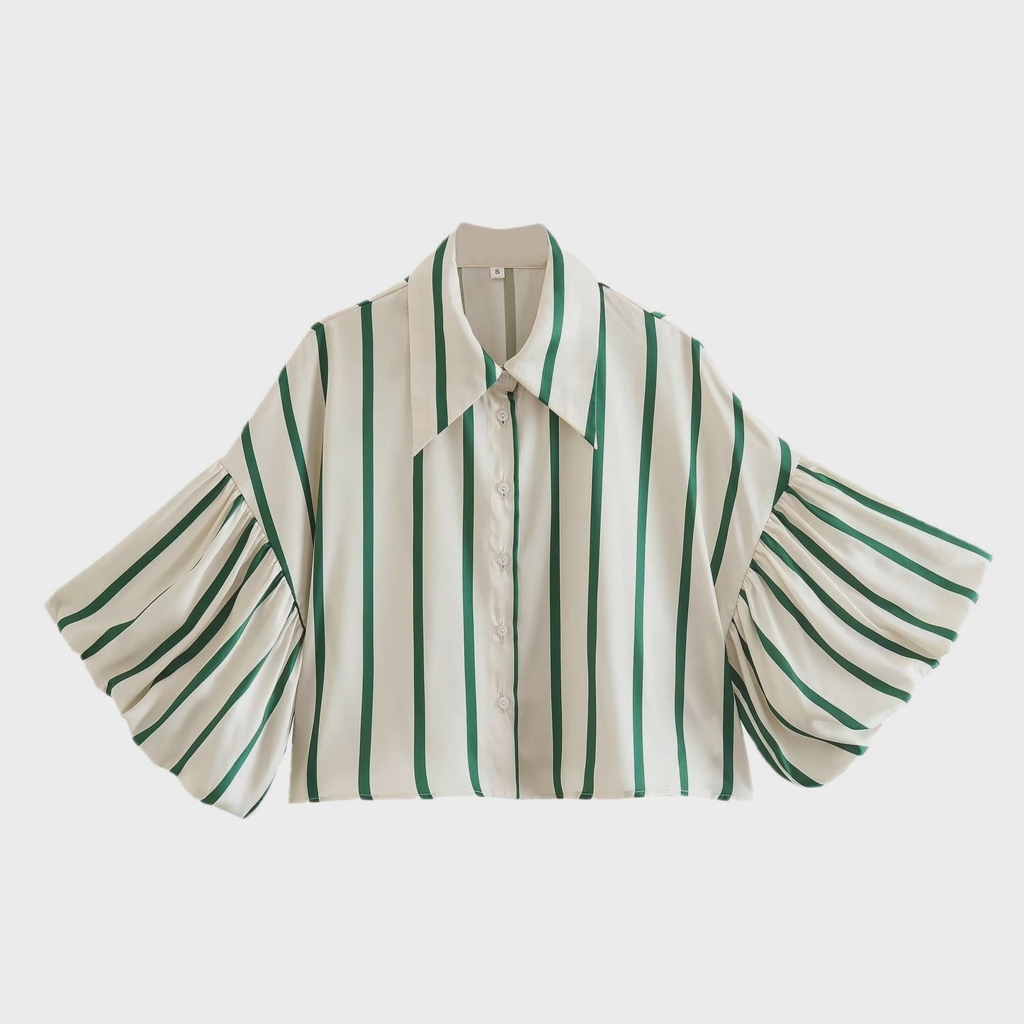 A Sweet Surprise Green Striped Satin Blouse
