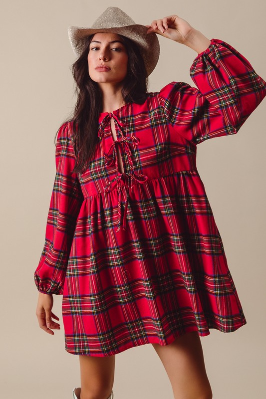 50% Off - Feelin’ Pine Plaid Dress