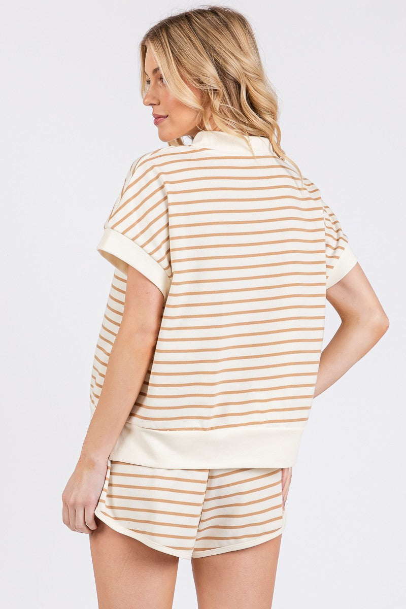 If It's Meant To Be Ivory Striped Lounge Top