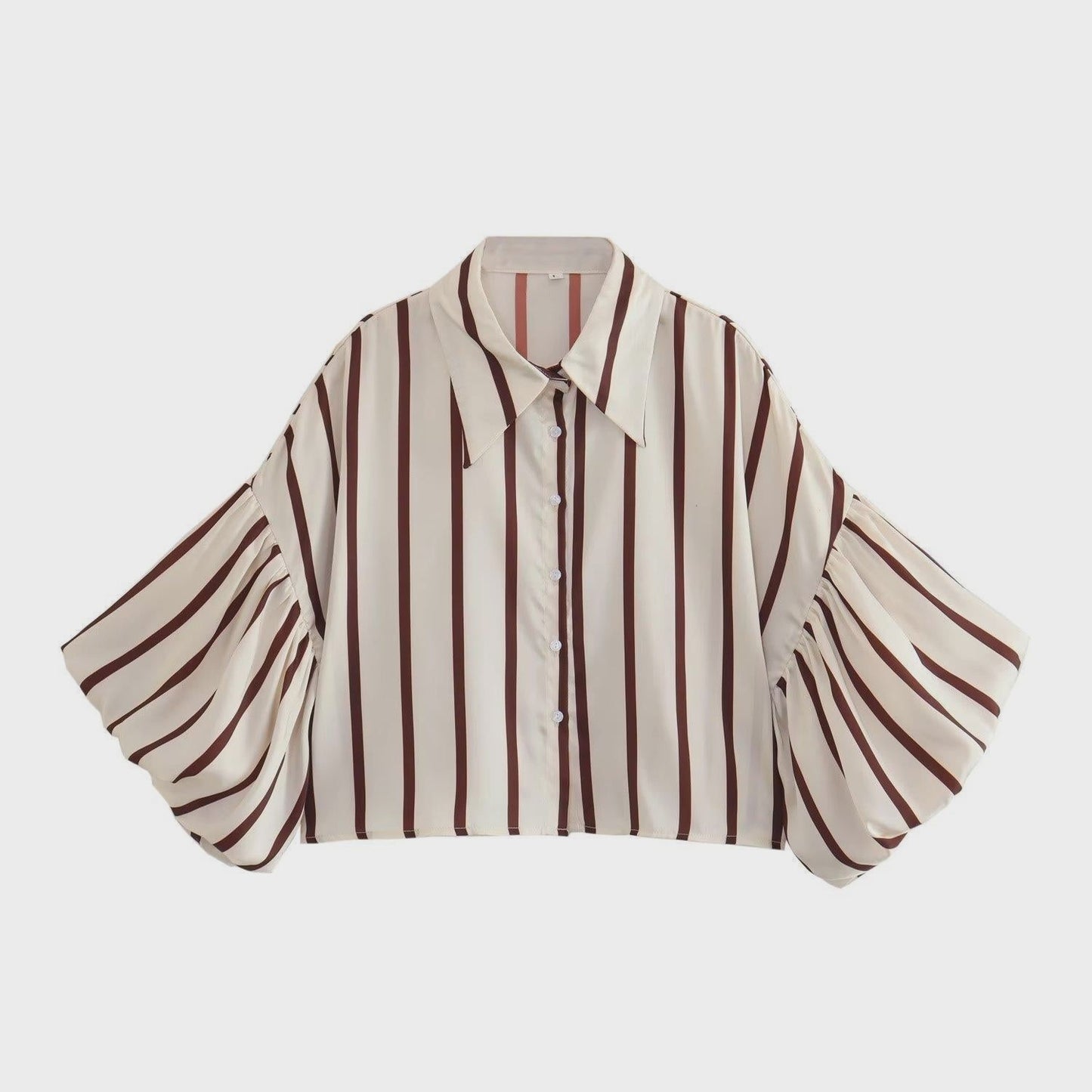 A Sweet Surprise Brown Striped Satin Blouse