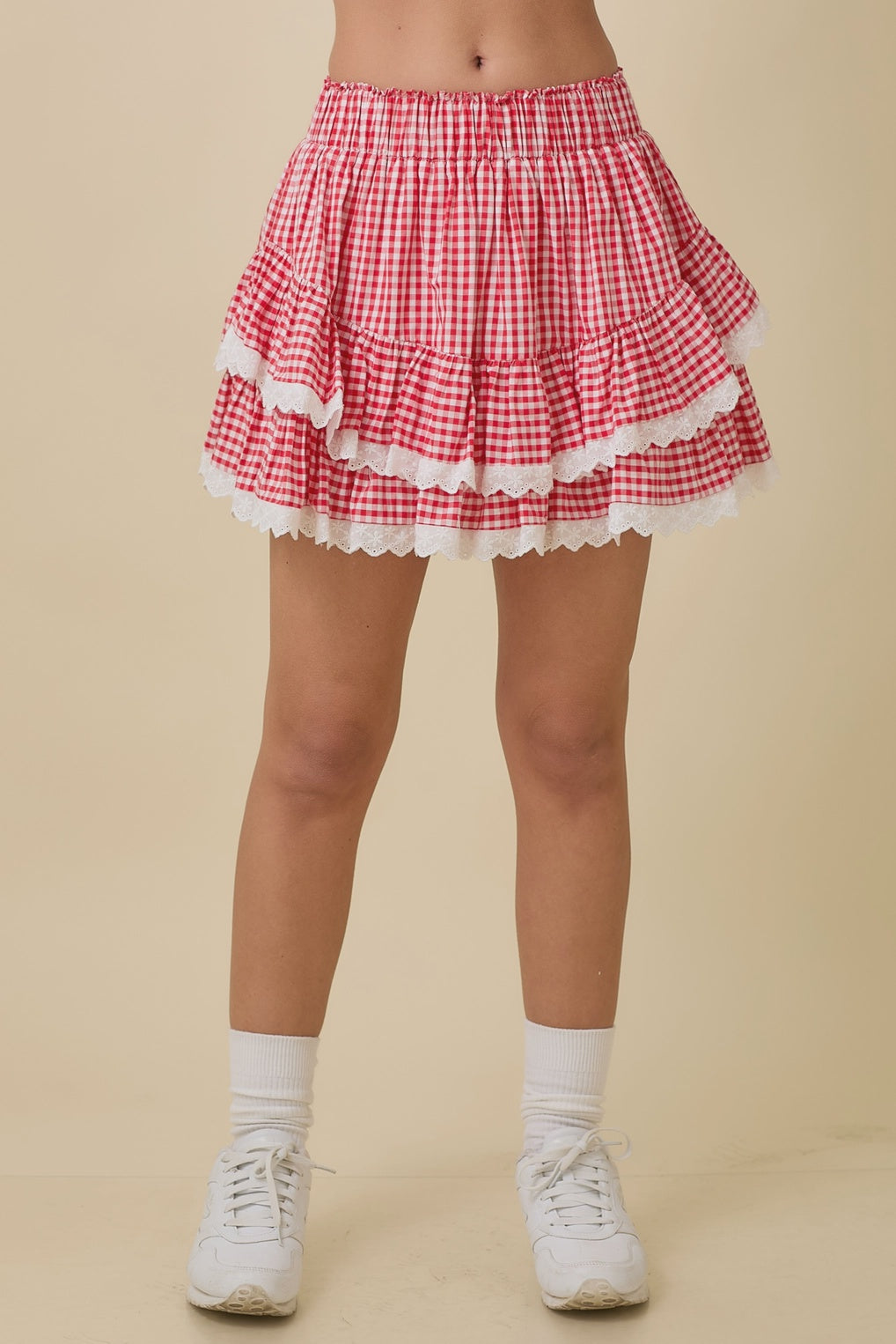 Party In The USA Red Plaid Skort