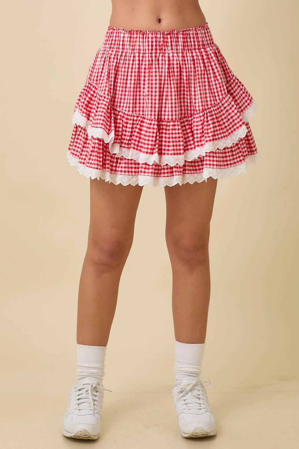 Party In The USA Red Plaid Skort