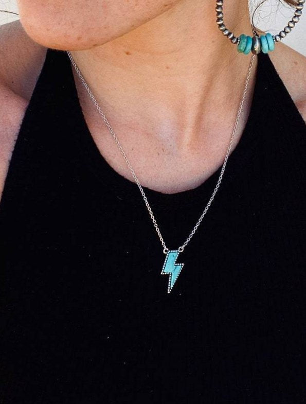 Turquoise Lightning Bolt Necklace