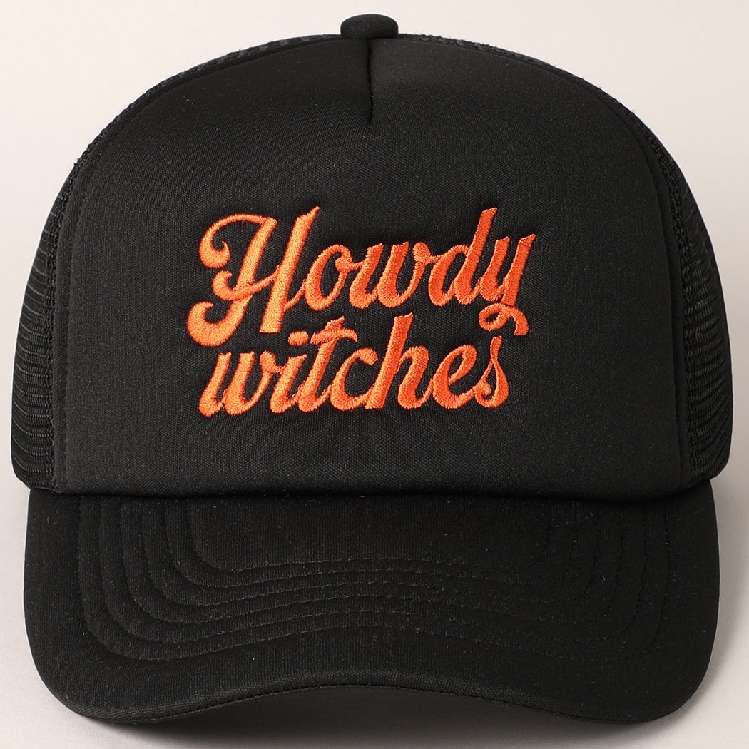 Howdy Witches Black Embroidered Trucker Hat