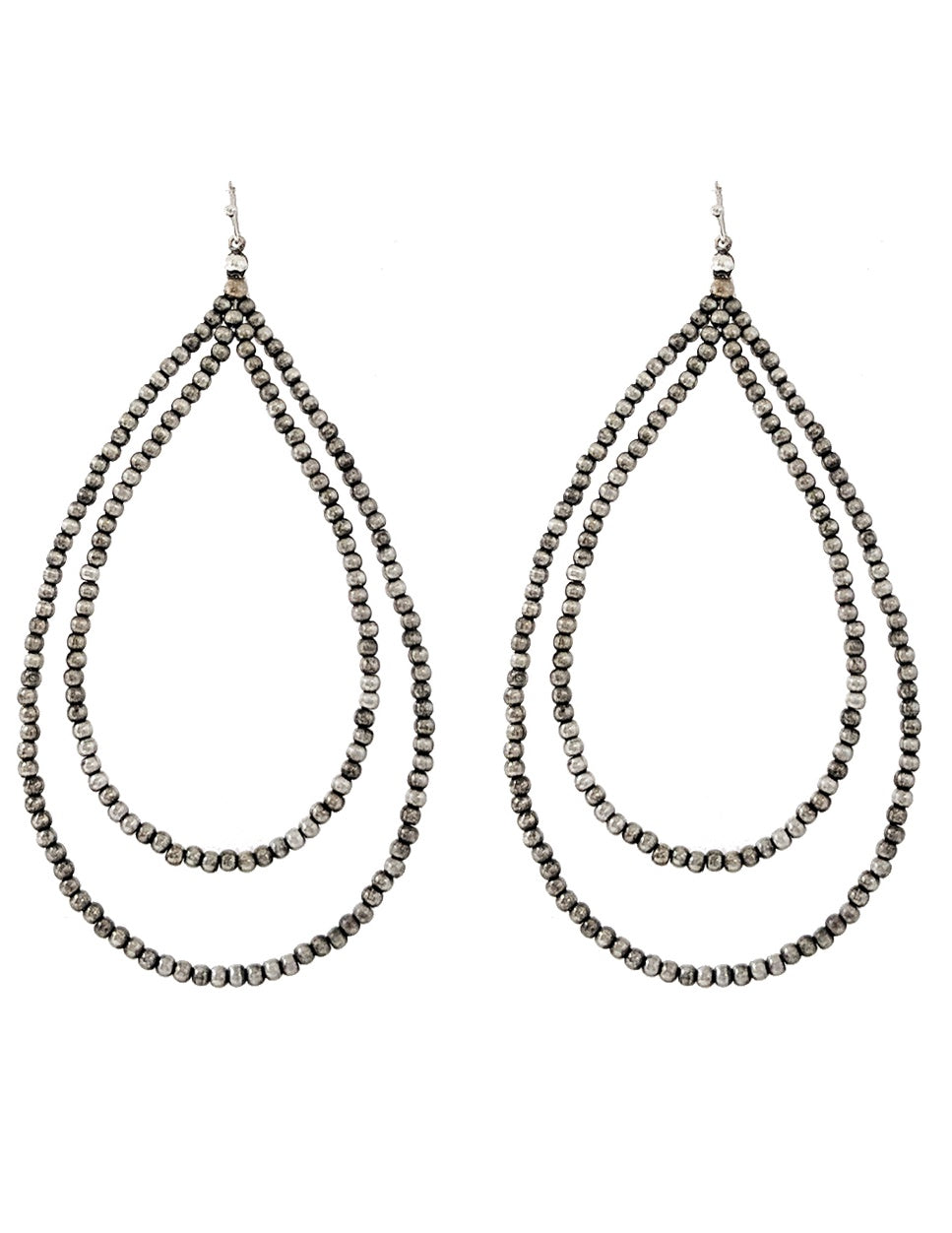 Silver Beaded Teardrop Earrings