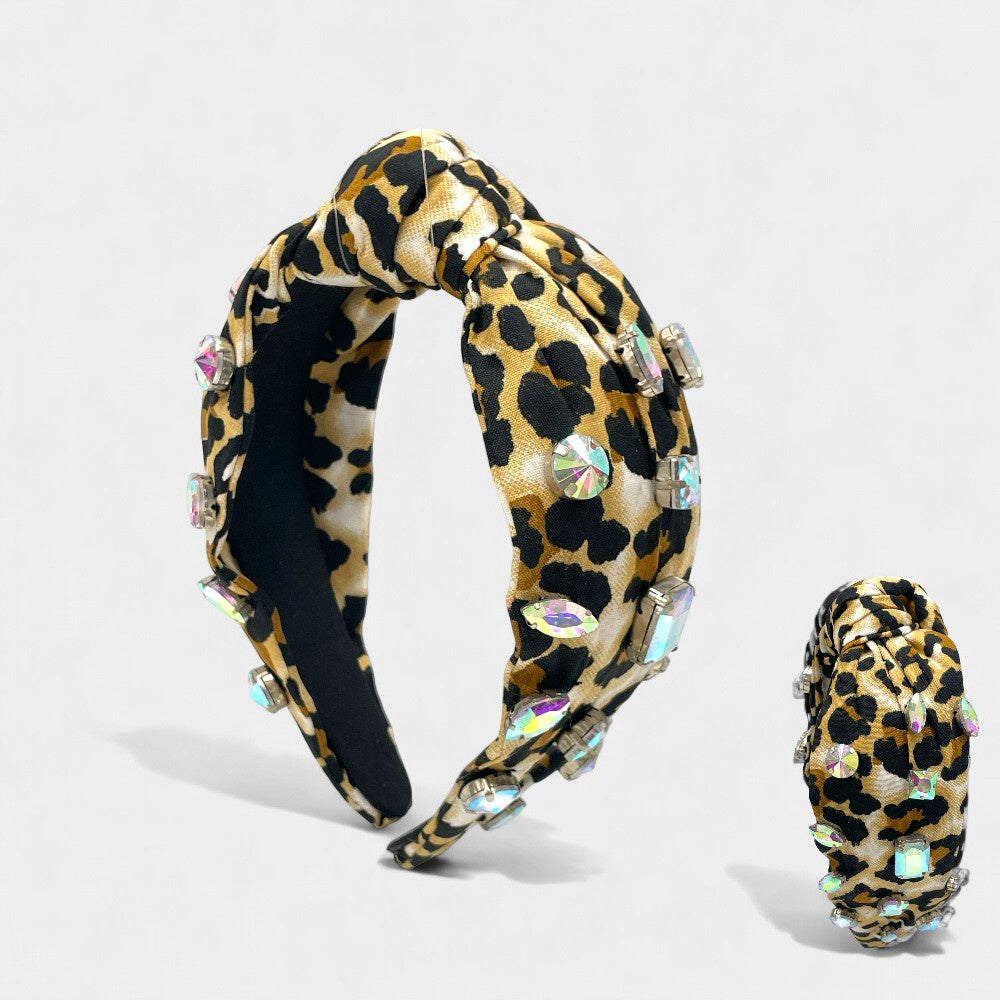 Rhinestone Leopard Print Headband