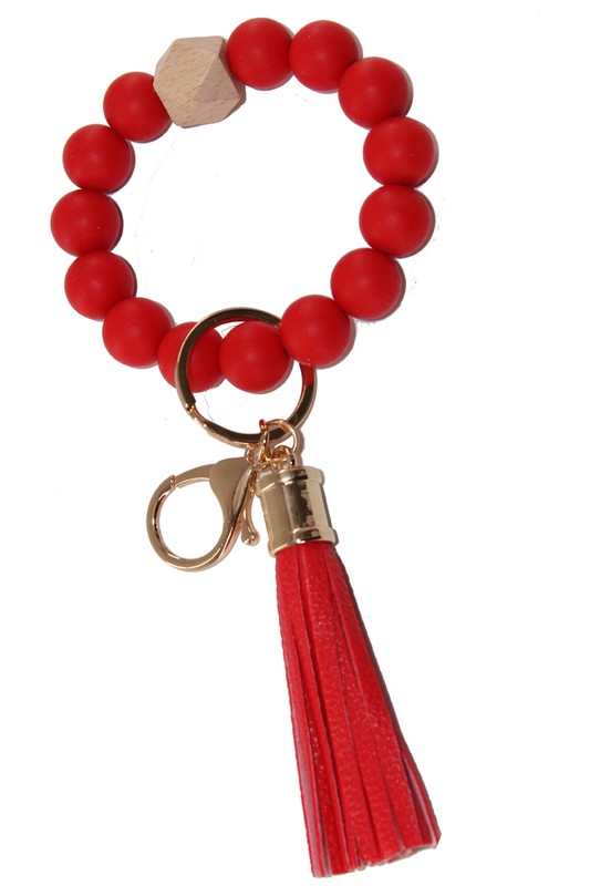 Beaded Silicone Tassel Keychain