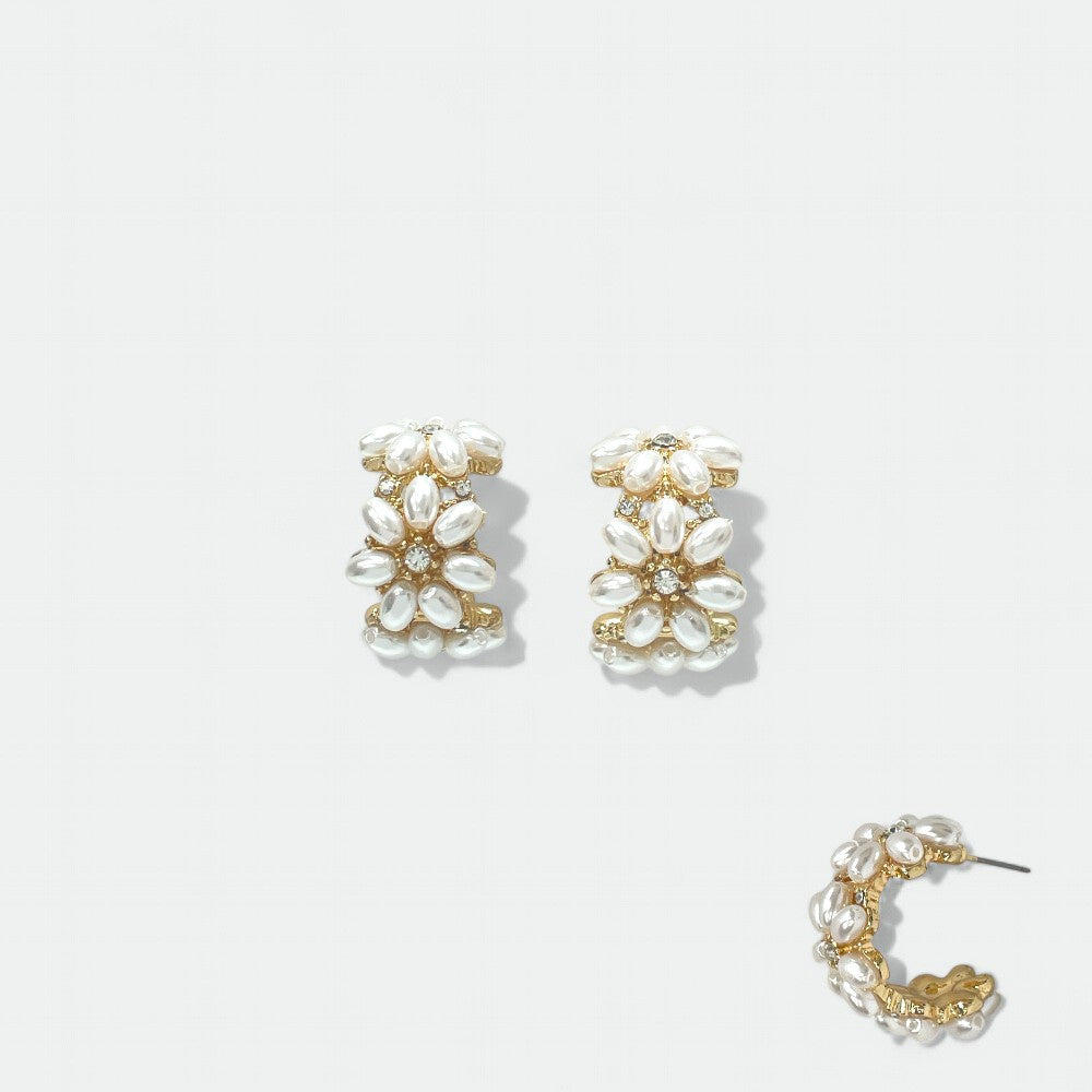 Gold Pearl Hoop Earrings