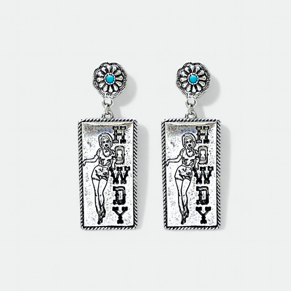 Silver Howdy Cowgirl Earrings