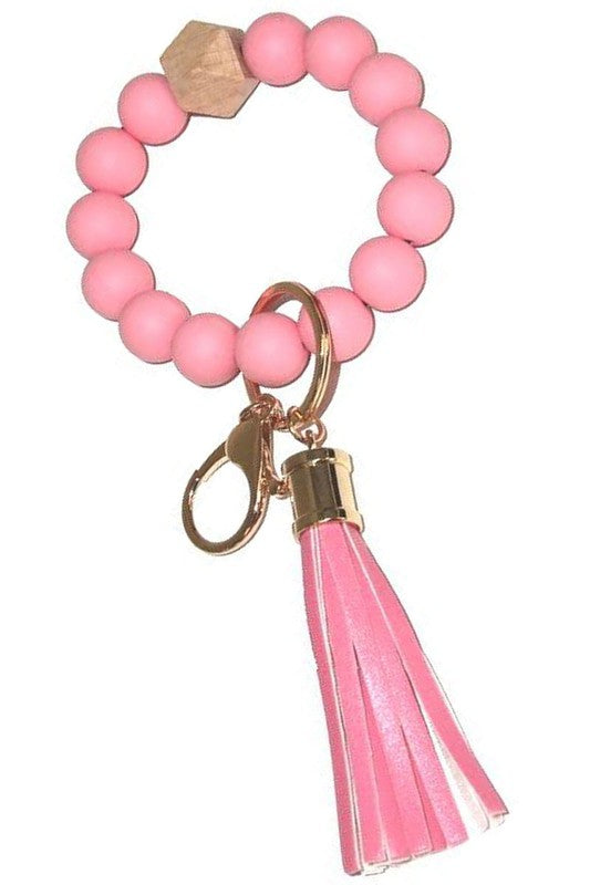 Beaded Silicone Tassel Keychain