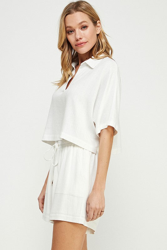 Waterfront White Linen Blouse