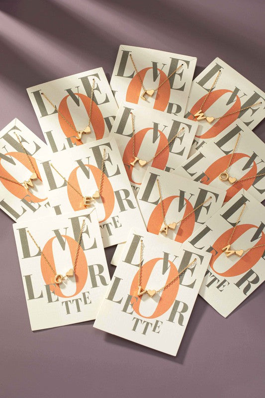 Gold Heart Initial Necklaces