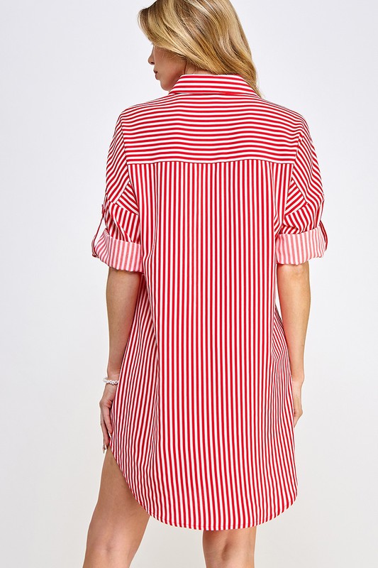 Rain Or Shine Red Striped Dress