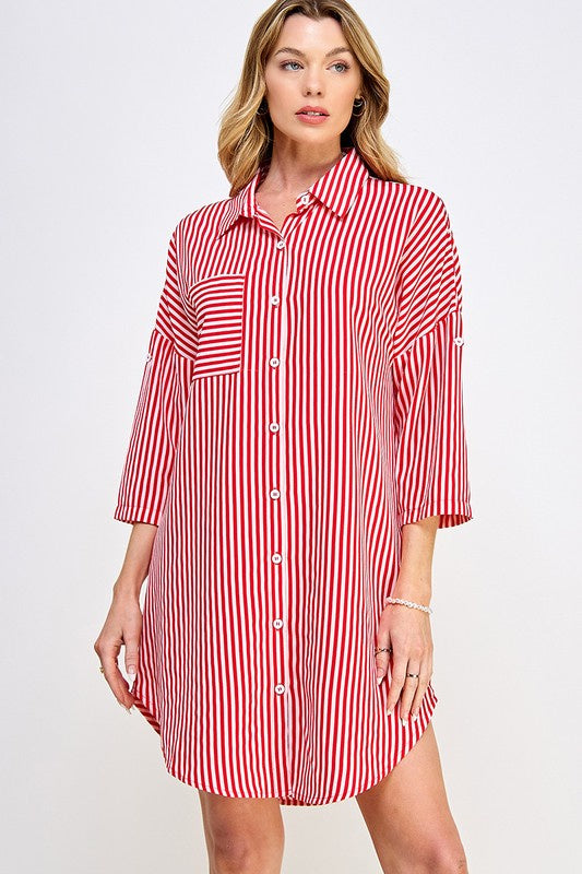 Rain Or Shine Red Striped Dress