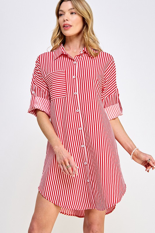 Rain Or Shine Red Striped Dress