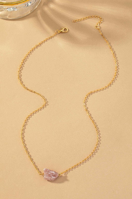 Rose Quartz Stone Pendant Necklace