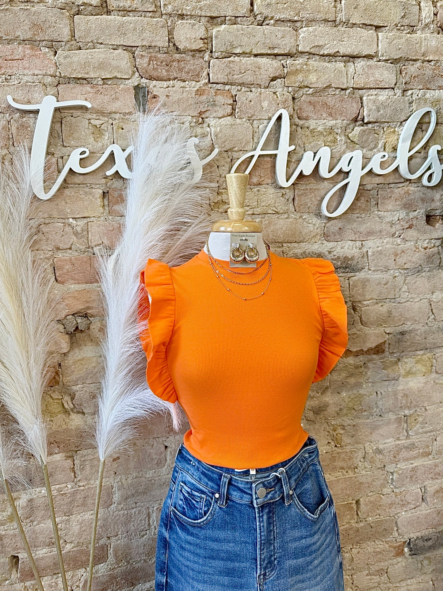 Angry Orange Ruffle Top
