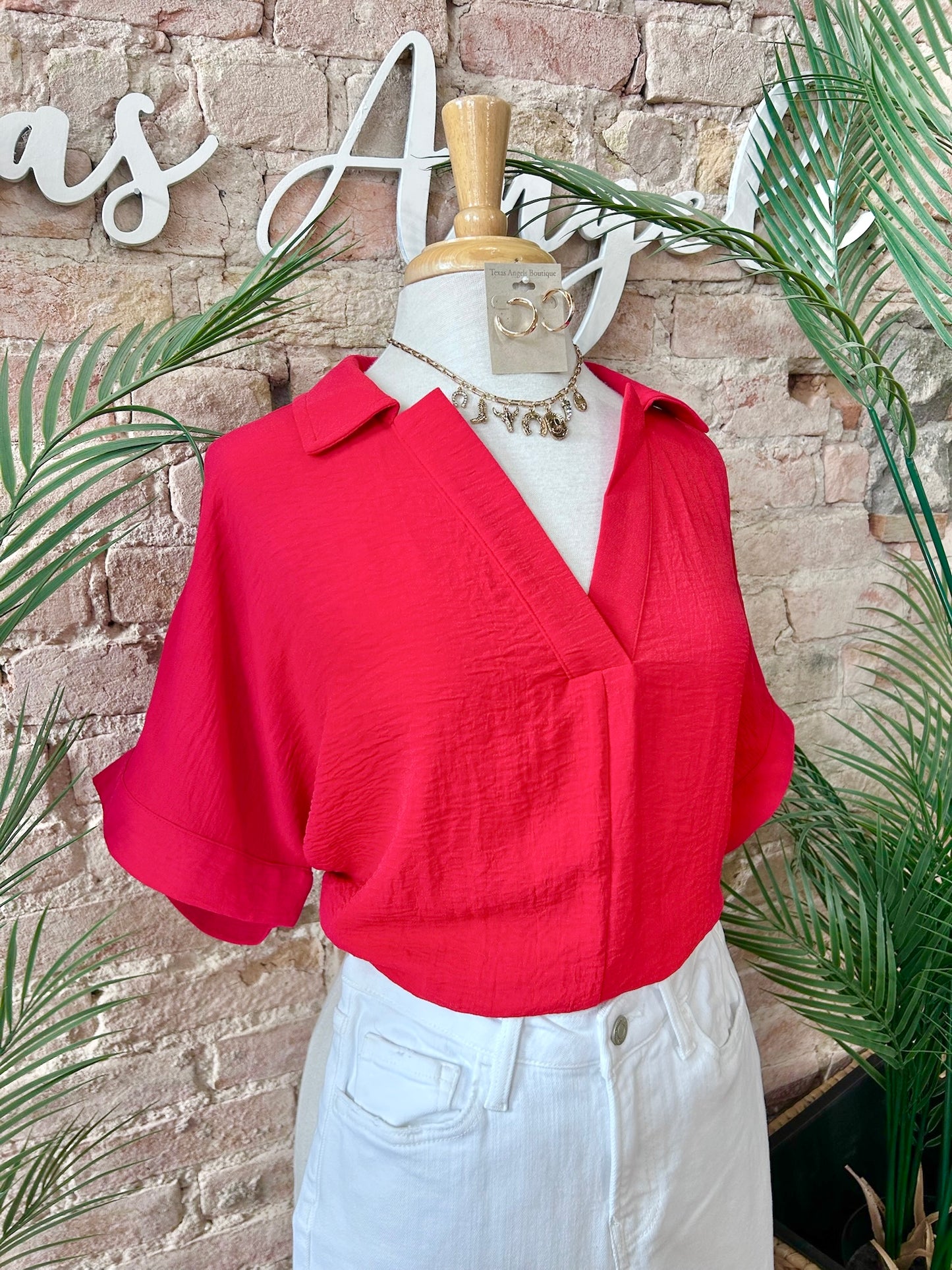 Really Did It This Time Red Blouse