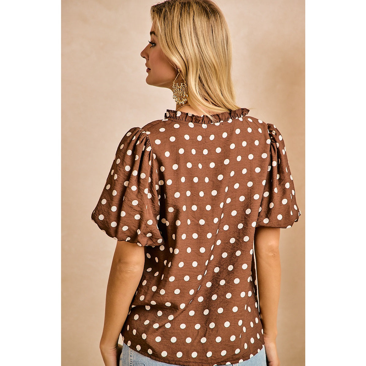 Better Luck Next Time Brown Polka Dot Blouse