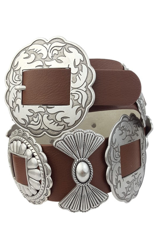 50% Off - Wild West Cowgirl Brown Concho Belt