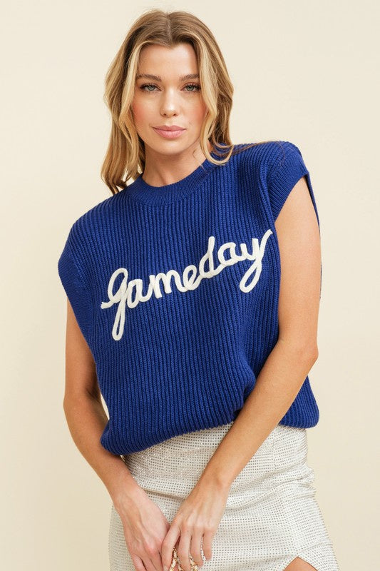 Let's Tailgate Royal Blue Gameday Knit Top