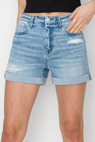 Ocean Breeze Light Wash Risen Shorts
