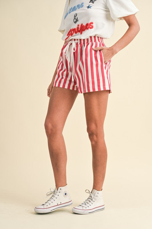 Stars & Stripes Red Striped Shorts