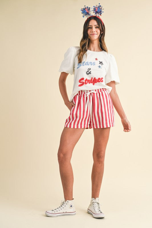 Stars & Stripes Red Striped Shorts