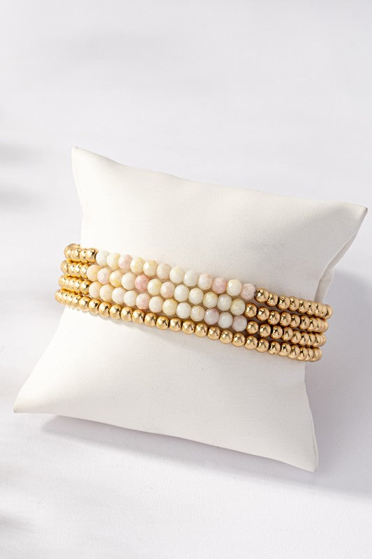 Gold/Peach Stretchable Bracelet Stack