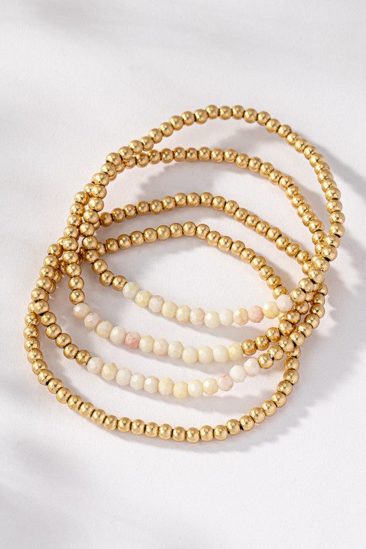 Gold/Peach Stretchable Bracelet Stack