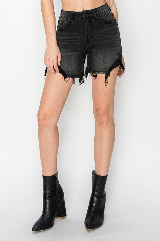 Backstage Pass Black Distressed Risen Shorts
