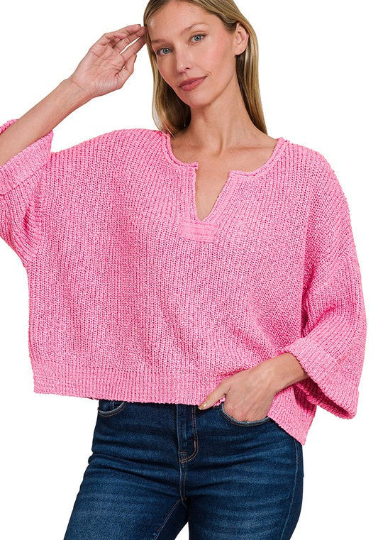 Kiss Me Suga Knit Pink Sweater Top
