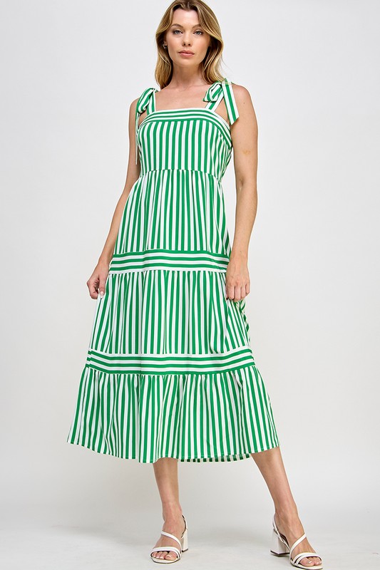 Must've Missed You Green Striped Maxi Dress