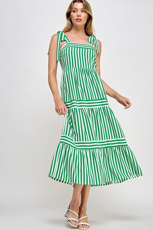 Must've Missed You Green Striped Maxi Dress