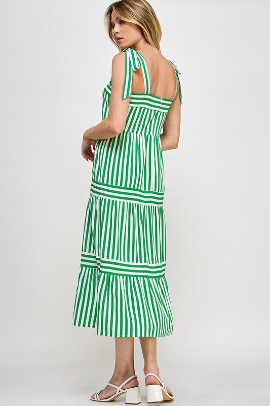 Must've Missed You Green Striped Maxi Dress
