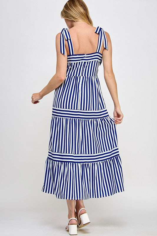 50% Off - Must've Missed You Navy Striped Maxi Dress