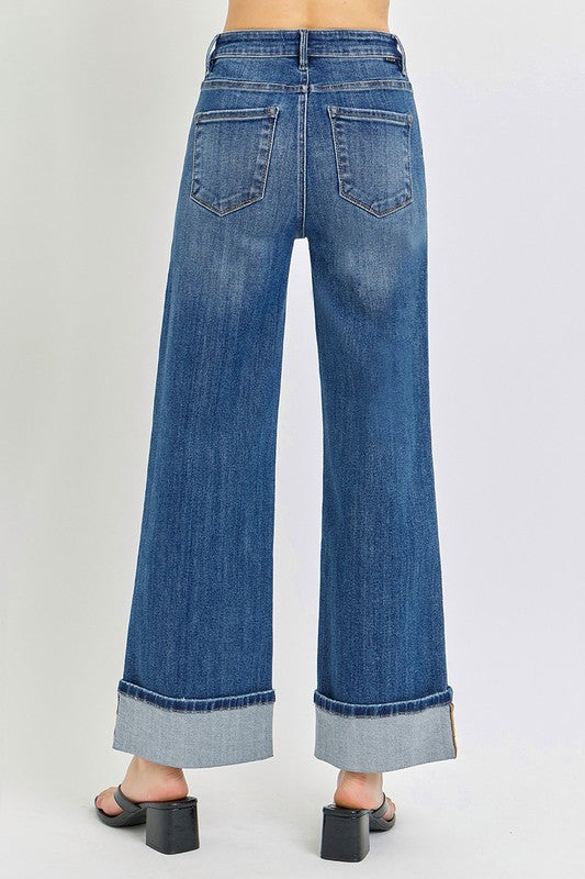New Routine Dark Wide Leg Risen Jeans