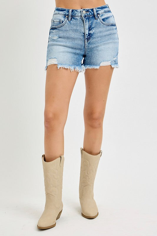 Coral Reef Denim Risen Shorts