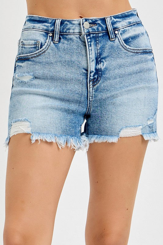 Coral Reef Denim Risen Shorts