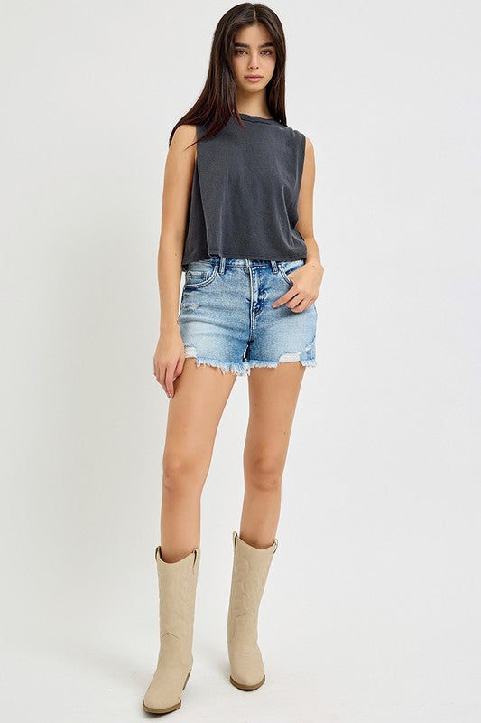 50% Off - Coral Reef Denim Risen Shorts