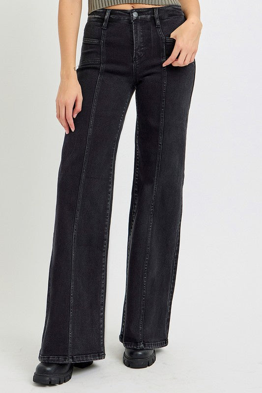 BRB Black Wide Leg Risen Jeans