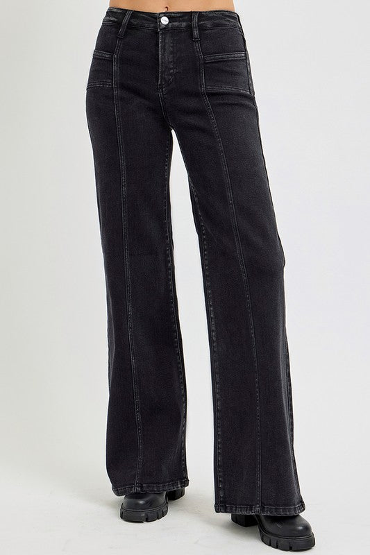BRB Black Wide Leg Risen Jeans