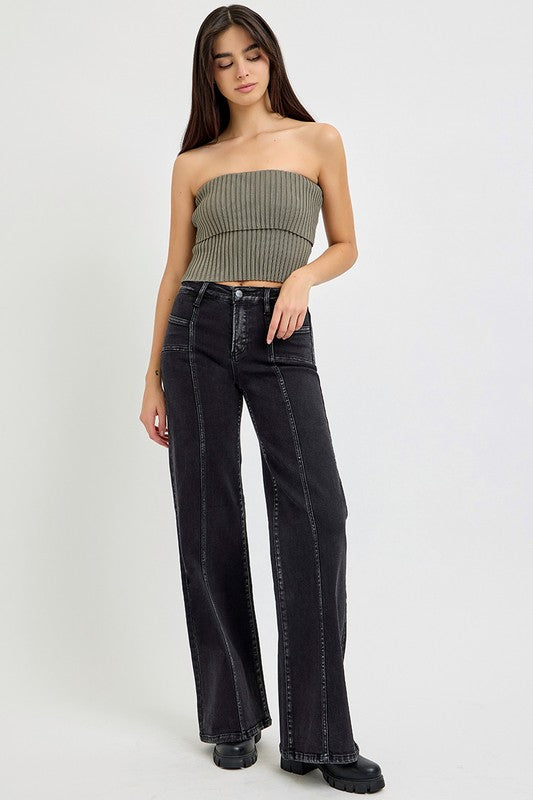 BRB Black Wide Leg Risen Jeans