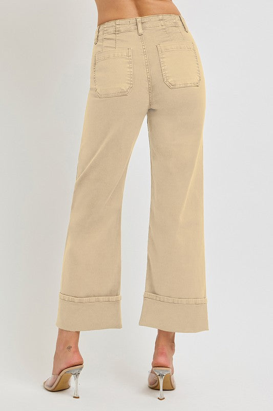 Kick Off Wide Leg Khaki Risen Jeans