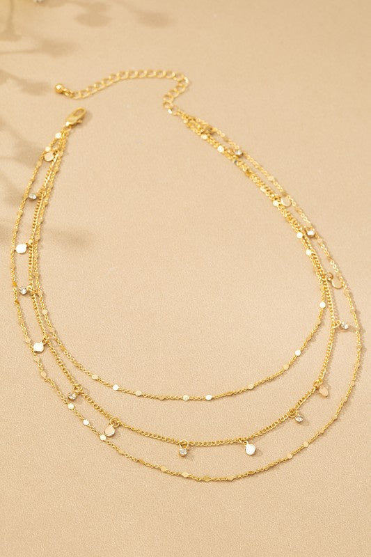 Gold Dainty Rhinestone Necklace