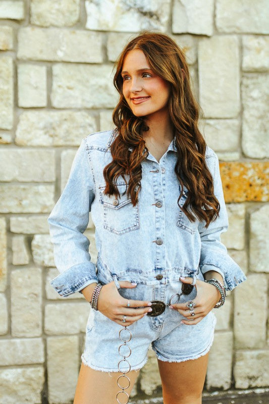 50% Off - Slow Dance In The Dark Denim Romper