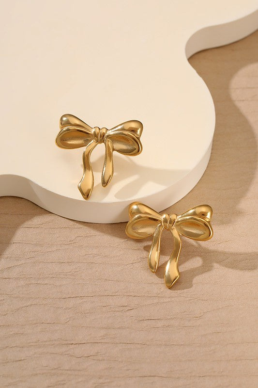 Gold Bow Earrings