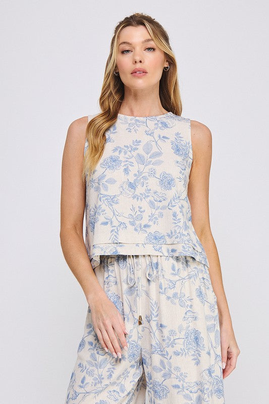 40% Off - Find The Purpose Floral Linen Tank
